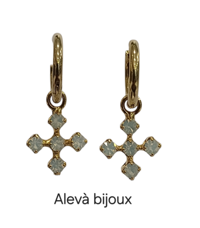 Orecchini SILVIA modello Cross Opal white