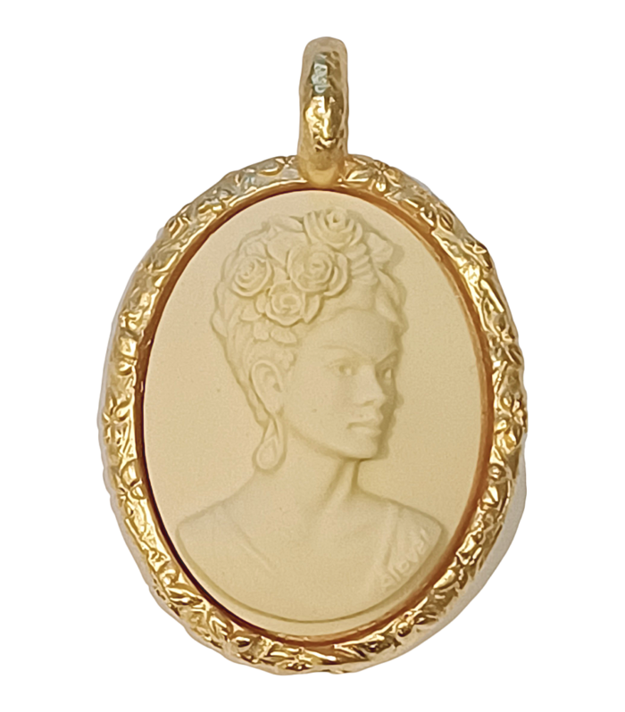 Gold Cameo Pendant - Frida Khalo