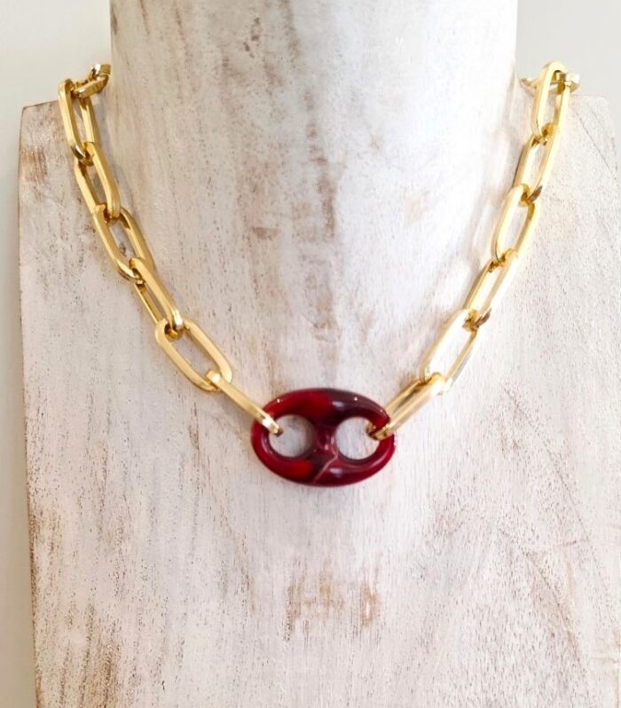 Collana Veronica oro - nodo burgundy